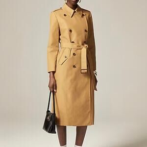 J.Crew New Long Icon Trench Coat Cotton Midi City Classic Office CI113 FLAW 4
